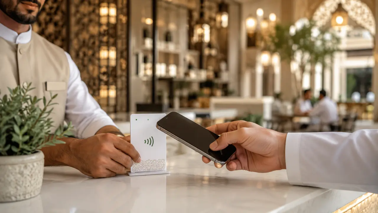 صورة توضيحية لطريقة عمل بطاقة VIP NFC
